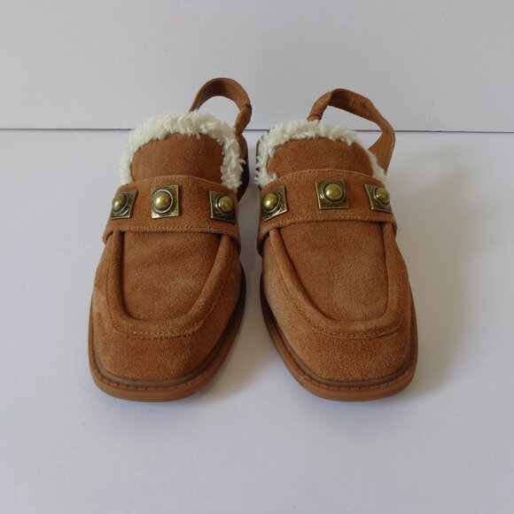 Chelsea &‎ Violet Brown Lundin Slingback Suede Faux Fur Shoes Women's Size 7.5M - Picture 2 of 7